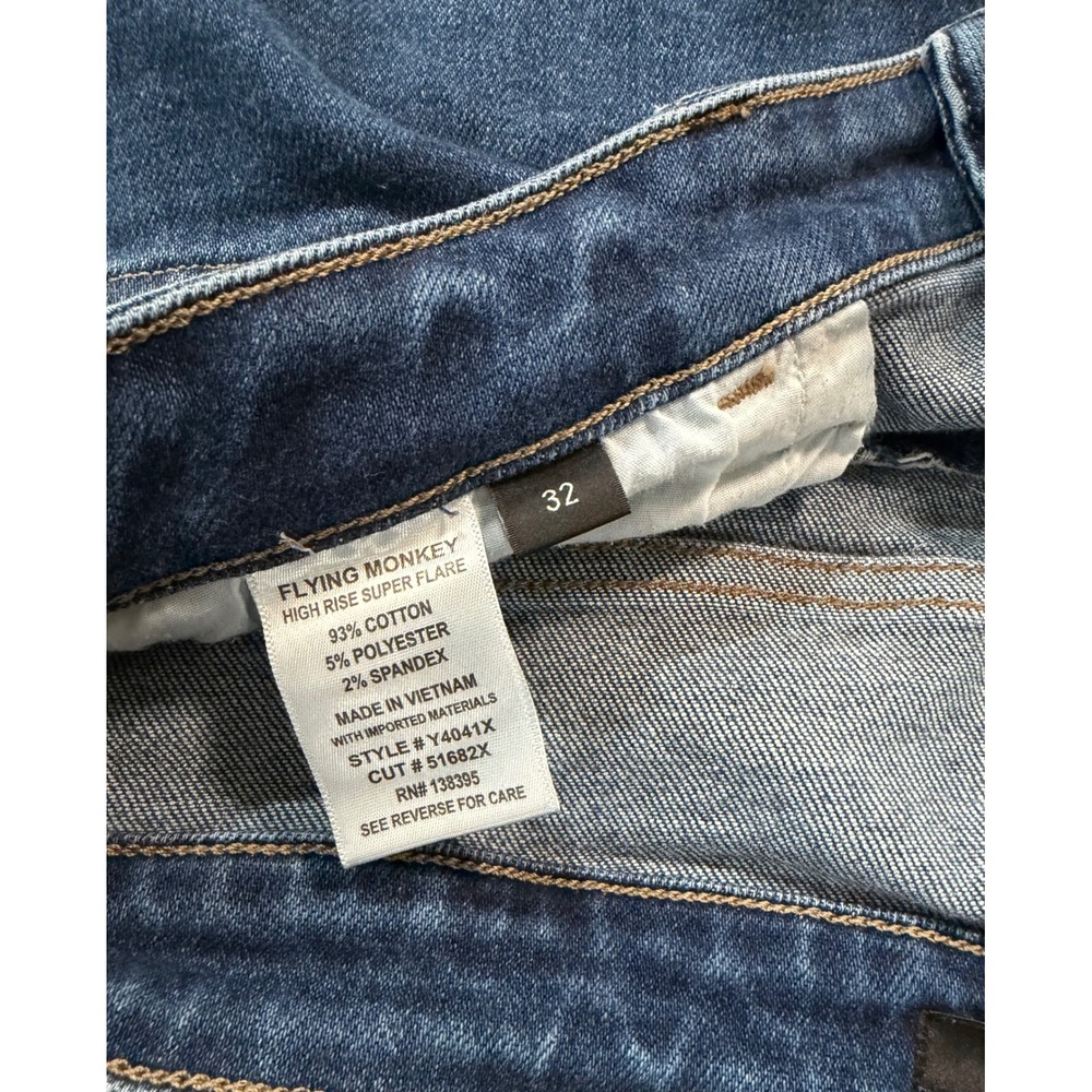 Flying Monkey Womens High Rise Super Flare Jeans Blue Medium Wash Size 32 Y4041X - Picture 6 of 7